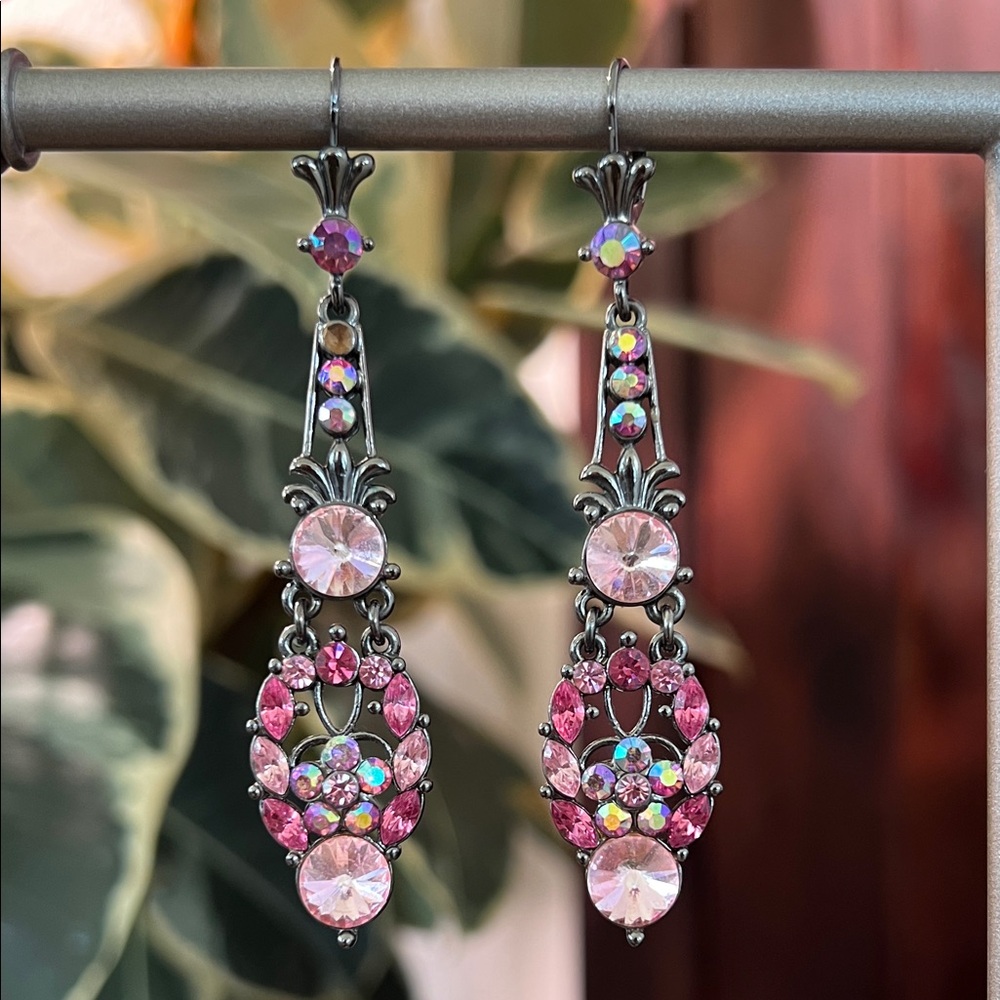 Pink Crystal Drop Earrings
